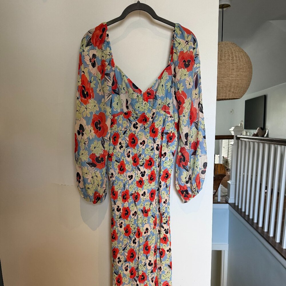 Rixo Gio Pansy Silk Midi Dress - XS